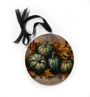 Four Green Pumpkins In Leaves Ornament